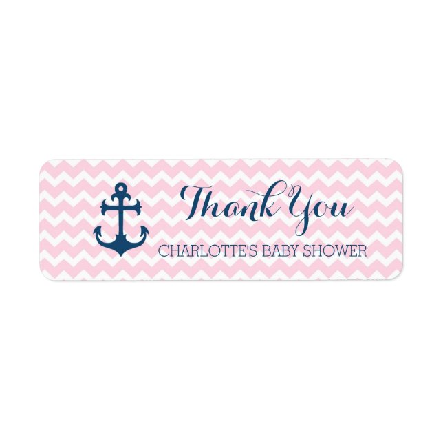 Pink Nautical Baby Shower Favour Labels (Front)
