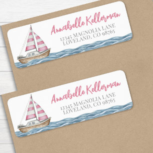 Pink Nautical Baby Shower Return Address Label