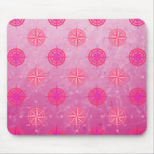 Pink Nautical Compass Rose Mouse Pad