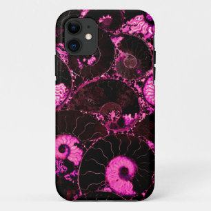 Pink Nautilus fossil shell pattern iPhone 11 Case