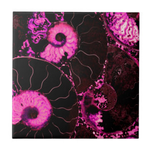 Pink Nautilus fossil shell pattern  Ceramic Tile