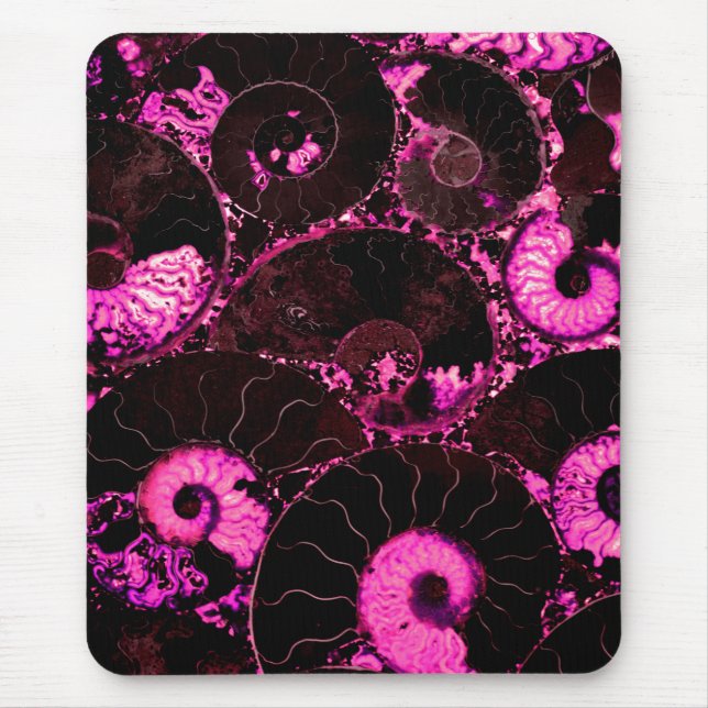 Pink Nautilus fossil shell pattern  Mouse Pad (Front)
