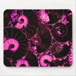 Pink Nautilus   pink spiral fossil  Mouse Pad