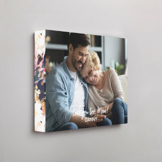 Pink Navy Abstract Floral Pattern Edge Photo Canvas Print