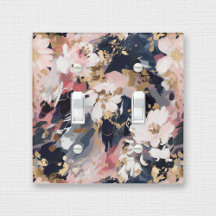 Pink Navy Abstract Painting Floral Pattern