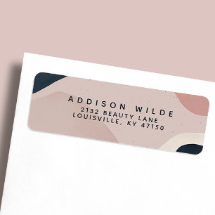Pink Navy Blue Abstract Shapes Return Address Return Address Label