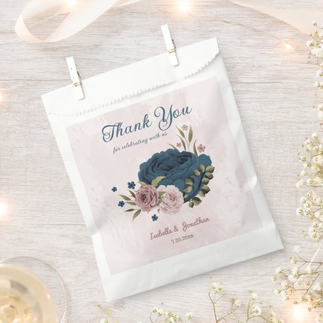 pink navy blue flowers wedding  favour bag (Clipped)