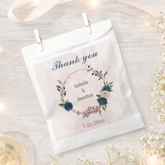 pink navy blue flowers wedding  favour bag (Clipped)