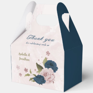 pink navy blue flowers wedding  favour box