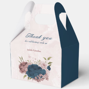 pink navy blue flowers wedding favour box