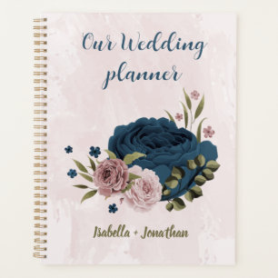 pink navy blue flowers wedding planner
