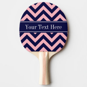 Pink, Navy Blue LG Chevron Navy Name Monogram Ping Pong Paddle