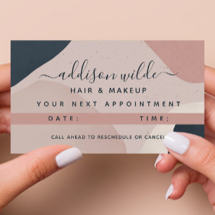 Pink Navy Blue Modern Abstract Shapes Neutral Appointment Card