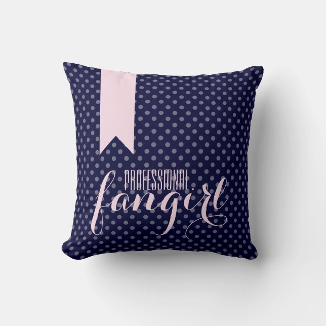 Pink & Navy Blue Professional Fangirl Pillow (Front)