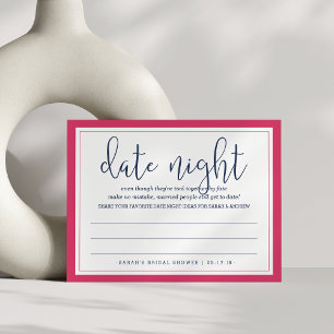 Pink & Navy Bridal Shower Date Night Card
