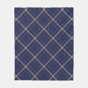 Pink Navy Diagonal Plaid Tartan textured Seamless Fleece Blanket