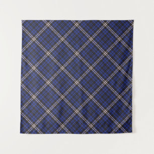 Pink Navy Diagonal Plaid Tartan textured Seamless  Tapestry