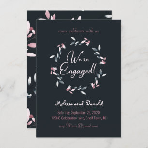 Pink Navy Elegant Soft Watercolor Engagement