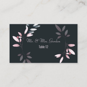 Pink Navy Elegant Watercolor Floral Escort Card