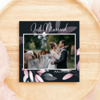 Pink Navy Elegant Watercolor Floral Wedding