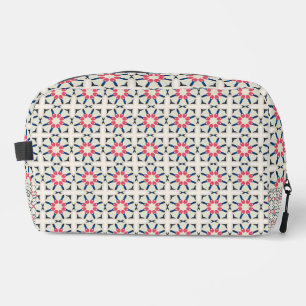Pink Navy Floral Geometric Pattern Dopp Kit