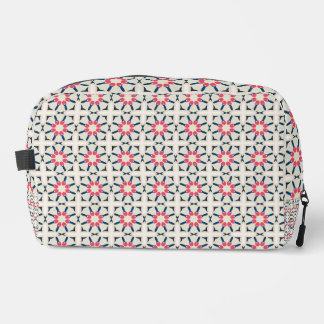 Pink Navy Floral Geometric Pattern Dopp Kit