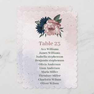 pink & navy flowers botanical seating chart card
