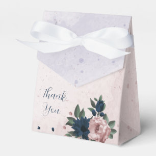 pink & navy flowers botanical wedding favour box