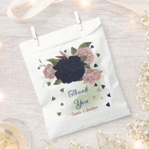 pink navy flowers greenery wedding favour bag