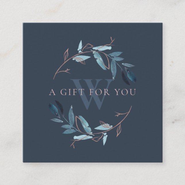 PINK NAVY FOLIAGE INITIAL WREATH GIFT CERTIFICATE (Front)