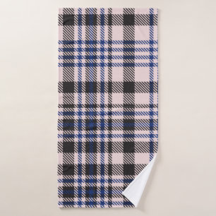 Pink Navy Glen Plaid textured seamless patternabst Bath Towel