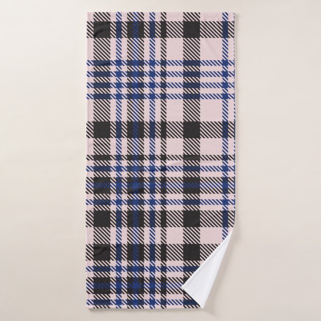 Pink Navy Glen Plaid textured seamless patternabst Bath Towel (Bath Towel)