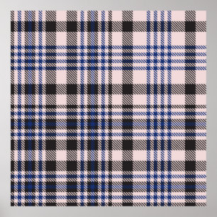 Pink Navy Glen Plaid textured seamless patternabst Poster