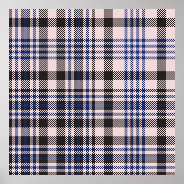 Pink Navy Glen Plaid textured seamless patternabst Poster (Front)
