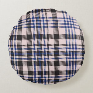 Pink Navy Glen Plaid textured seamless patternabst Round Cushion