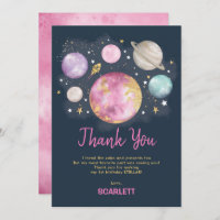 Pink Navy Gold Outer Space Galaxy Girl Birthday