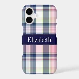 Pink Navy Green White Preppy Madras N Monogram