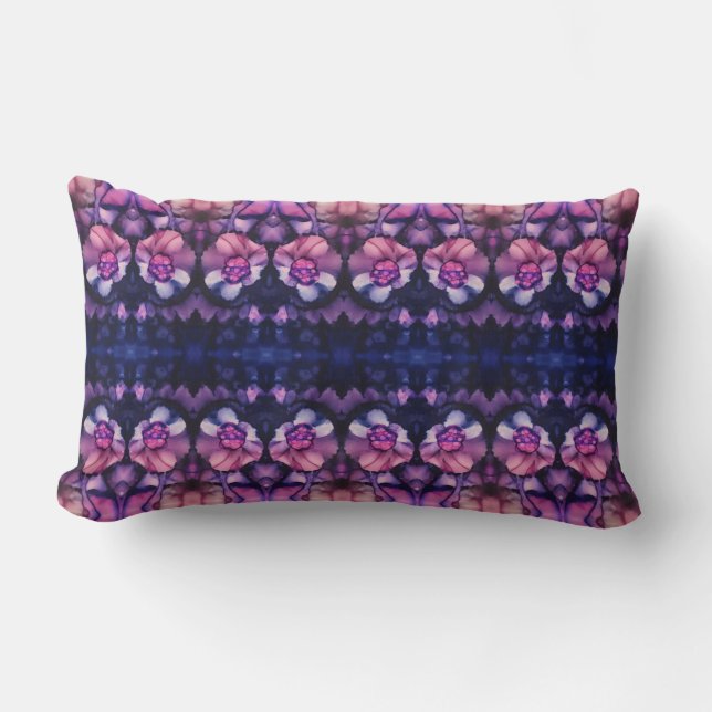 Pink Navy Kaleidoscope Lumbar Cushion (Front)