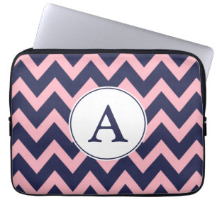 Pink Navy Monogram Laptop Sleeve