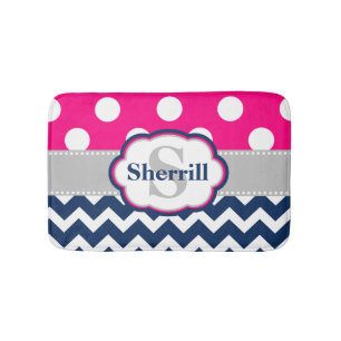 Pink Navy Personalised Bathmat