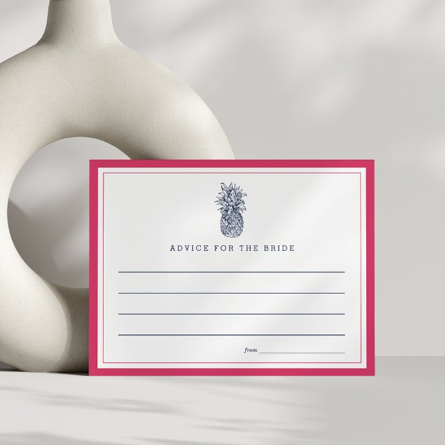 Pink & Navy Pineapple Bridal Shower Advice Card (Creator Uploaded)
