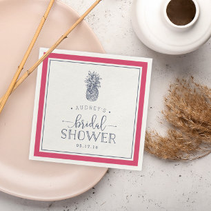 Pink & Navy Pineapple Bridal Shower Napkin