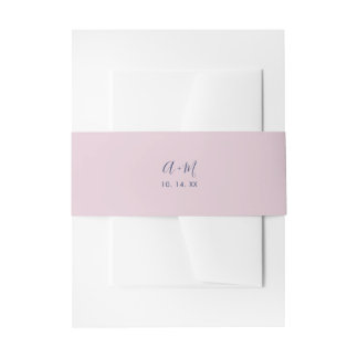 Pink & Navy | Simple Wedding Monogram Belly Band Invitation Belly Band
