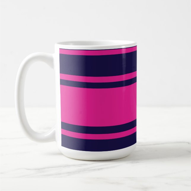 Pink Navy Stripes Coffee Mug (Left)