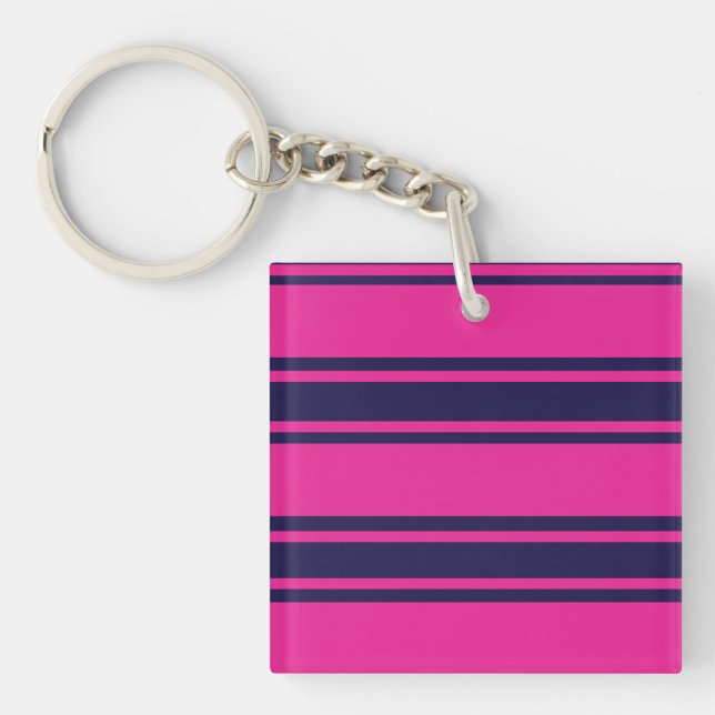 Pink Navy Stripes Key Ring (Front)