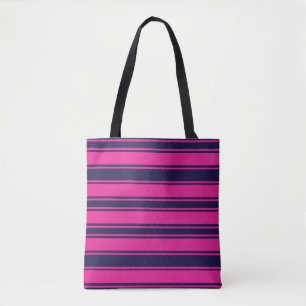 Pink Navy Stripes Tote Bag