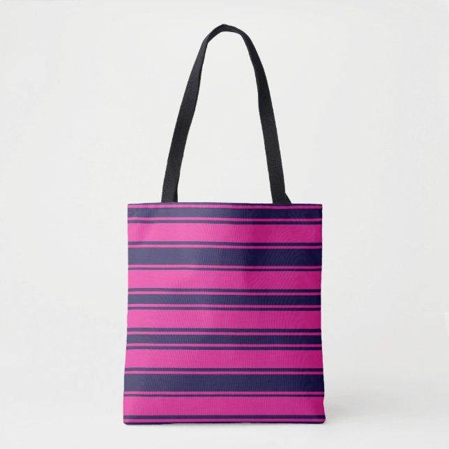 Pink Navy Stripes Tote Bag (Front)