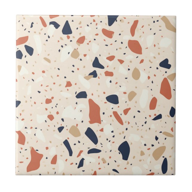 Pink Navy Terrazzo Effect Ceramic Tile (Front)