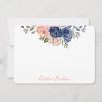 Pink & Navy Watercolor Floral Bloom Personalised N