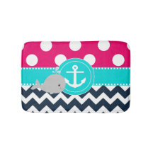 Pink Navy Whale Bathmat
